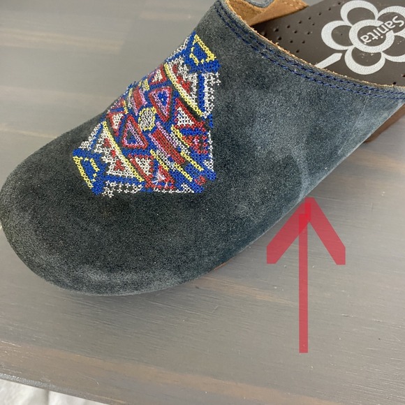 Sanita Danish Clogs Suede Nurse Work Shoes Size 7.5 EU38 Gray Boho Aztec Chunky - Picture 5 of 9